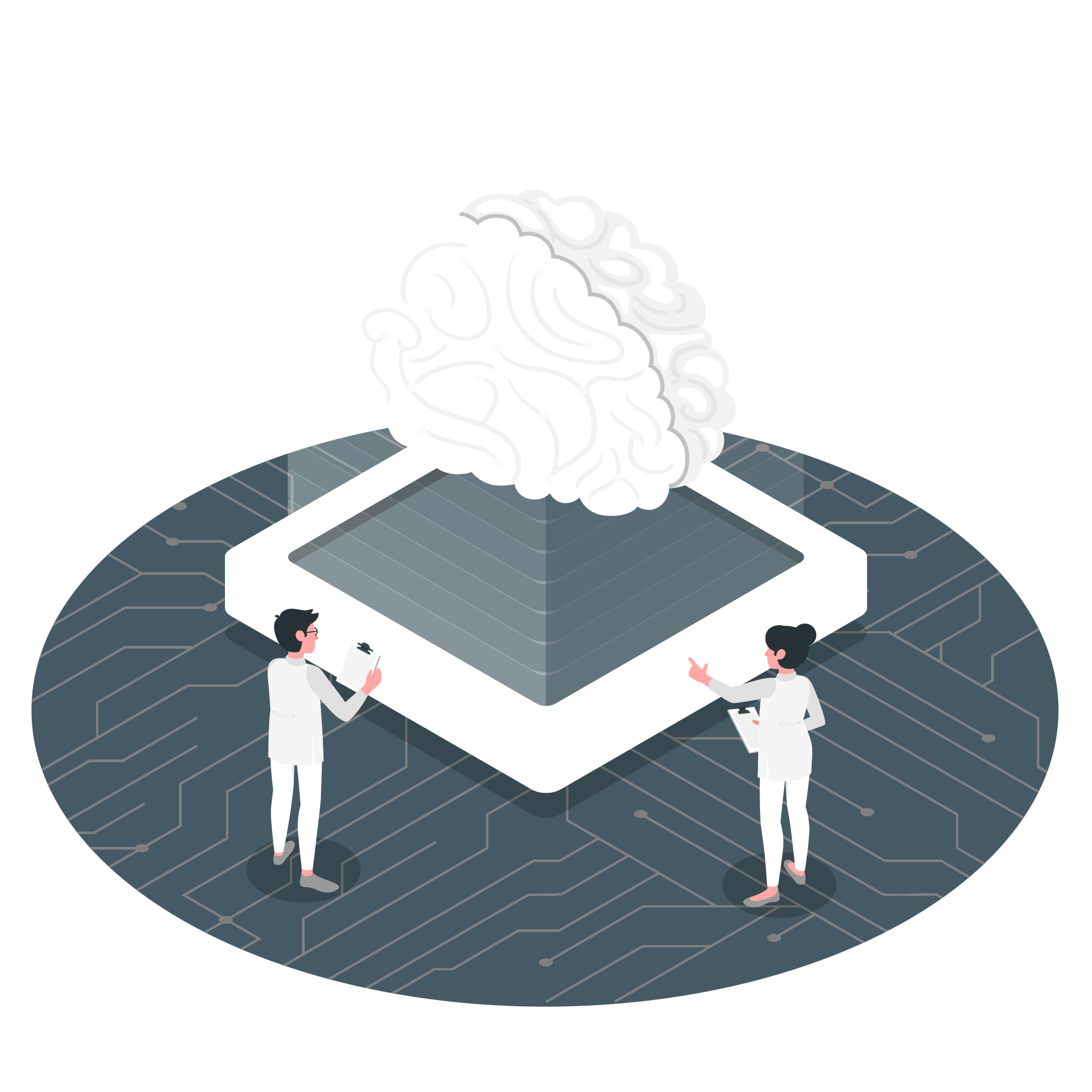 Ilustración de Inteligencia Artificial en color blanco