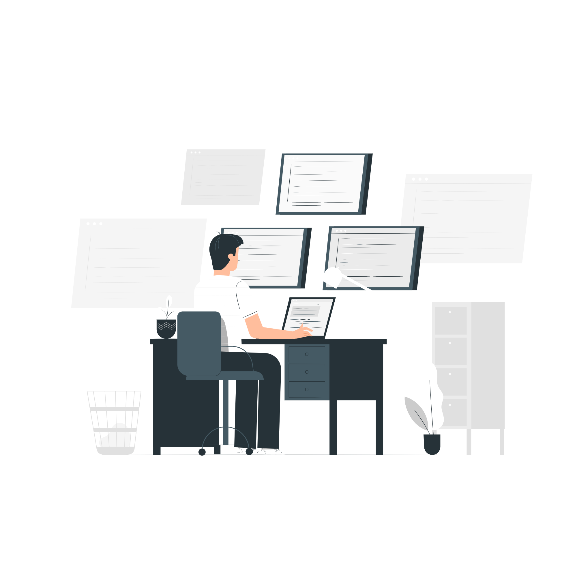 Ilustración de Desarrollo de Software en color blanco