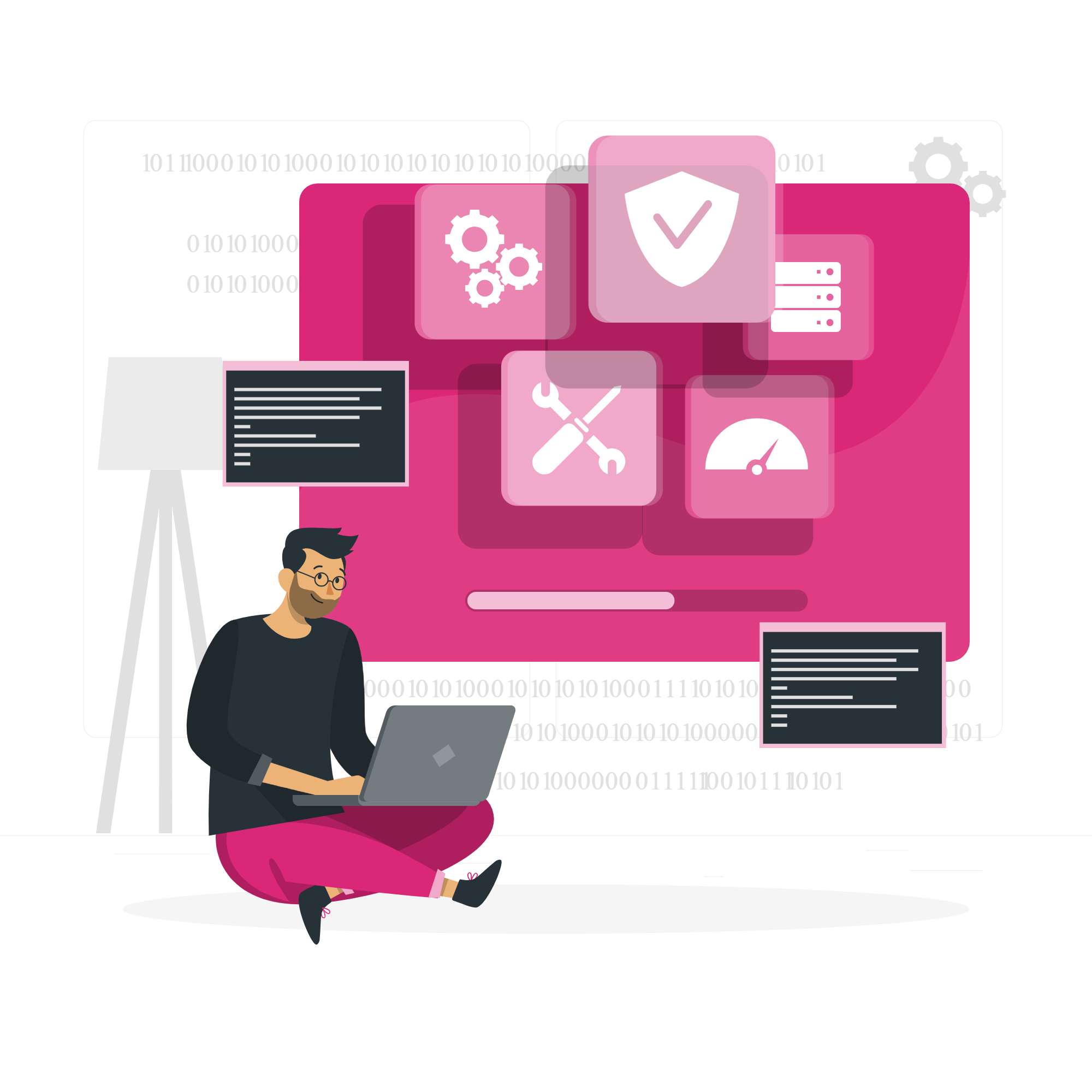 Ilustración de Mantenimiento y Soporte de Software