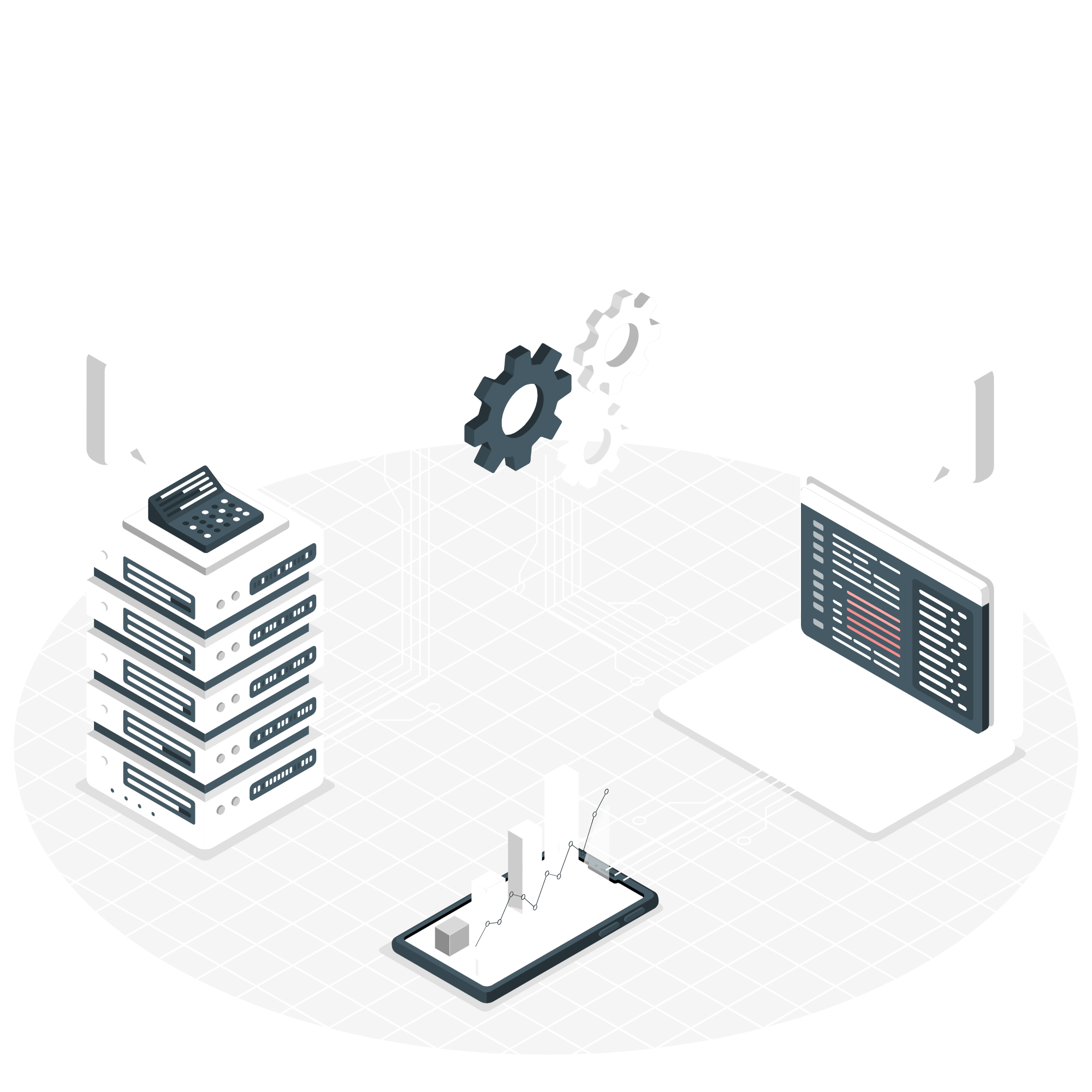 Ilustración de Integración de Sistemas en color blanco